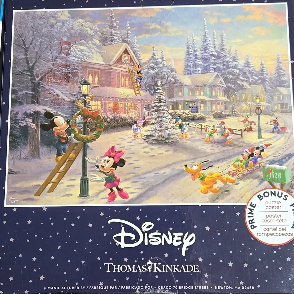 Disney Mickeys Victorian Christmas Ceaco 1000 Pc Thomas Kinkade Puzzle NEW